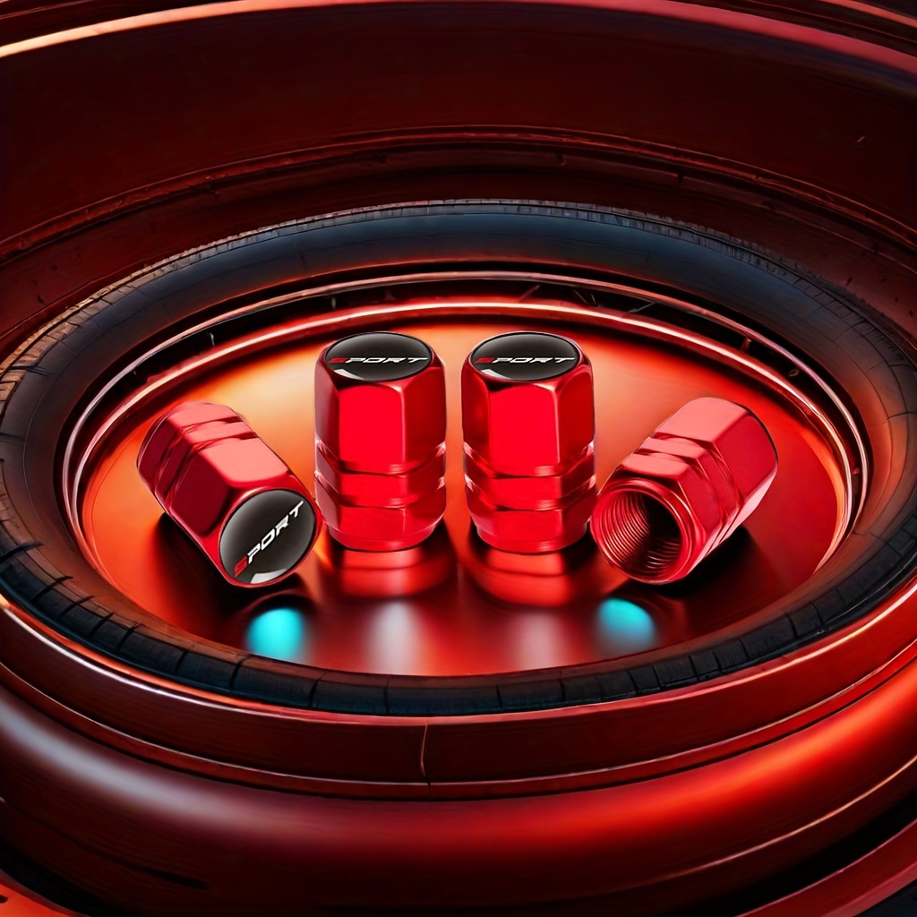 Image of 4pcs Sport Design Car Wheel Tire Valve Stem Caps, Car Wheel Air Cap Set, Universal Fit For Motorcycles, Trucks, Bikes