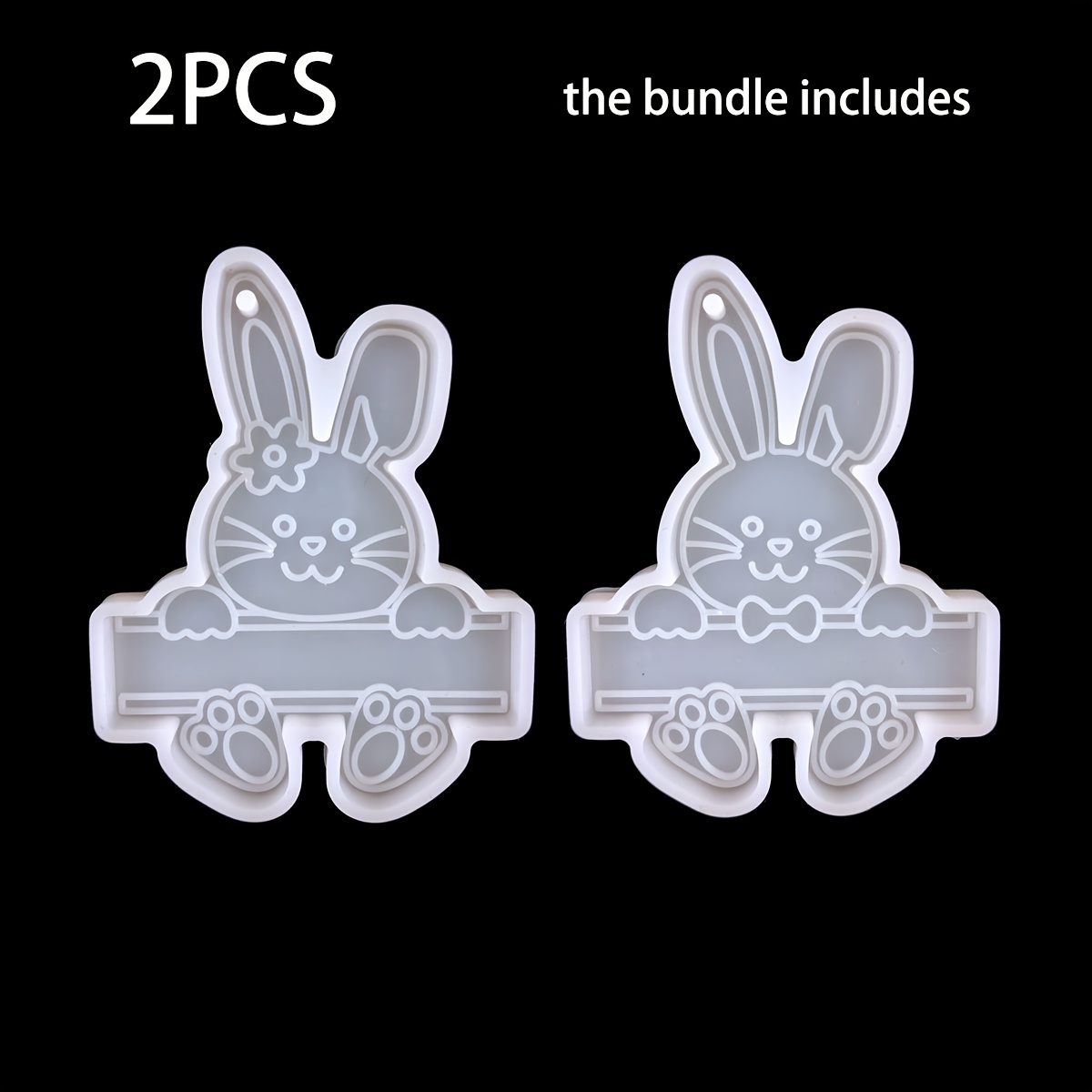 Easter Bunny Silicone Mold, Diy Keychain Epoxy Resin Mold, Rabbit Couple Keychain Pendant Decorative Silicone Mold