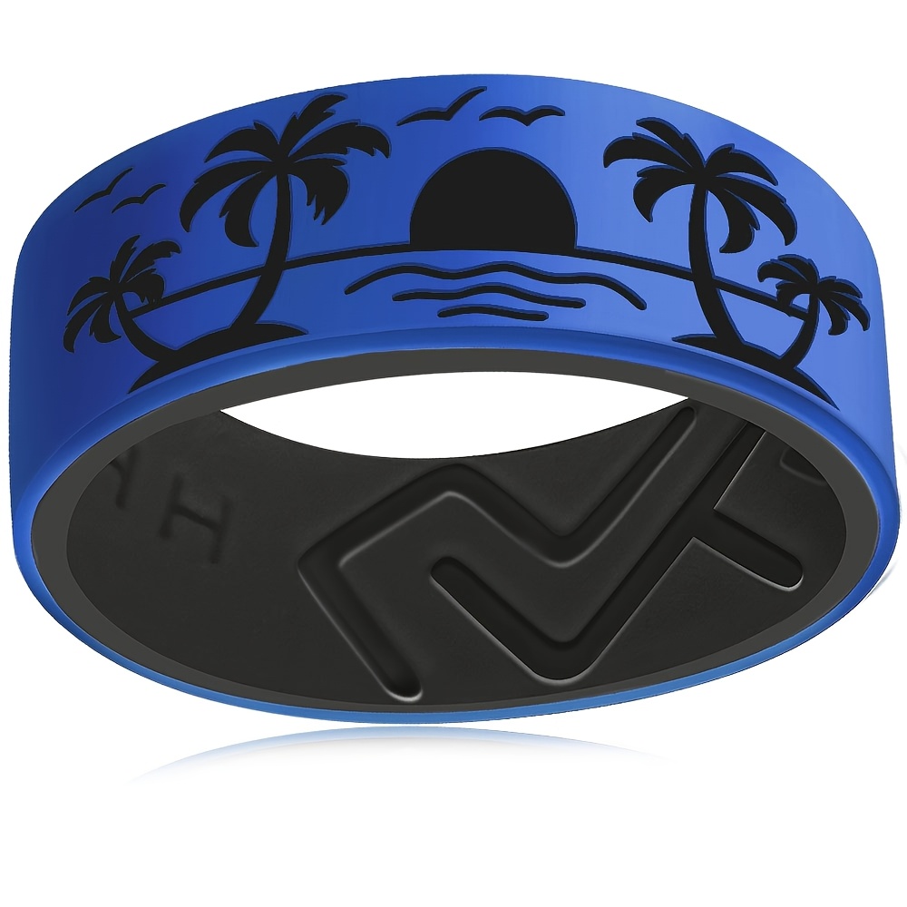 Palm Tree Silicone Carved Ring, 8mm