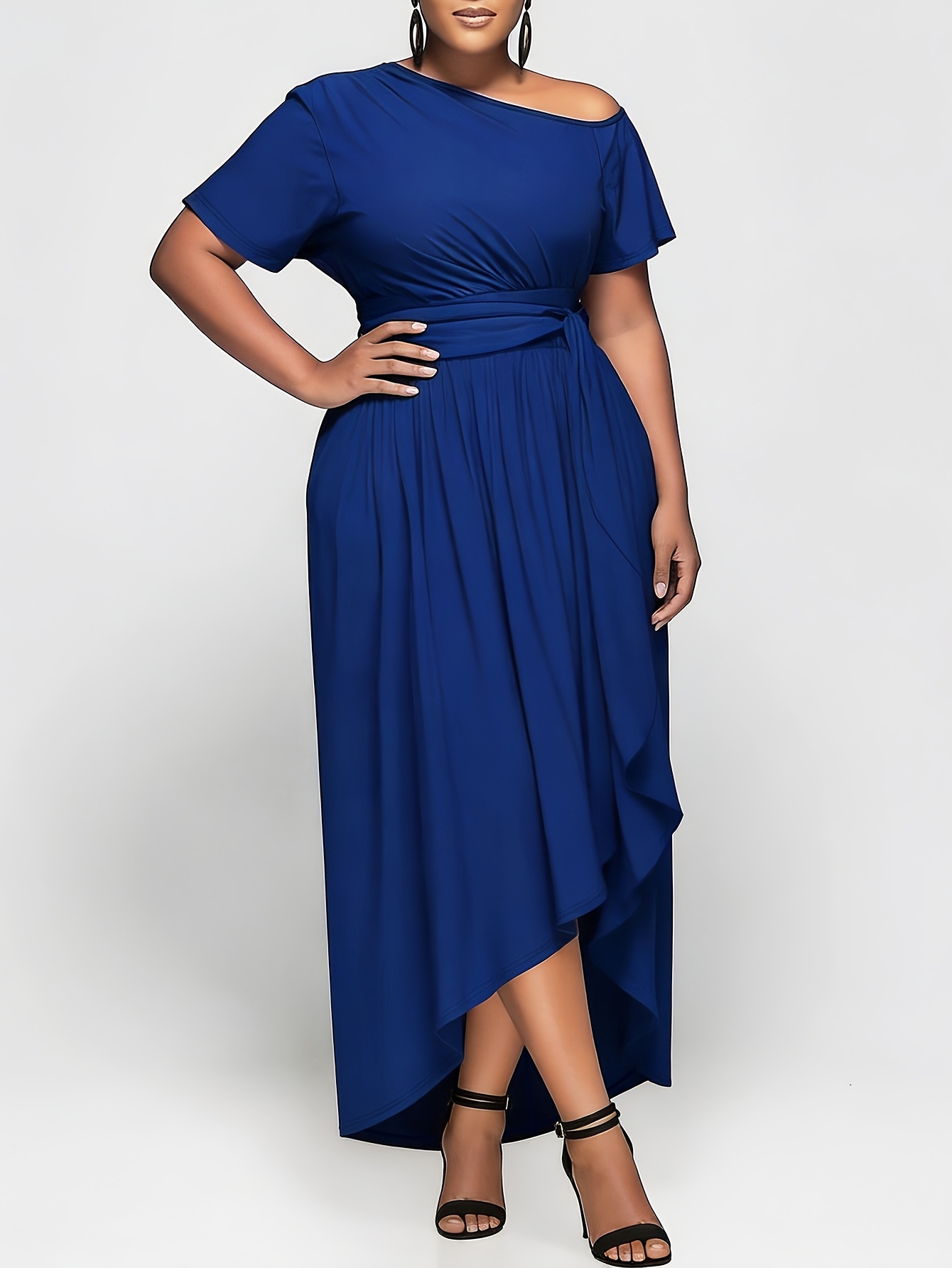 royal blue maxi dress plus size sold on Temu United States
