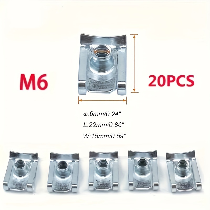 TEMU 20/80pcs Auto Car , U Nut Kit Clip Nut Set, U-shaped Nut M4 M5 M6 M8, For Dash Door Panel Interior, Automobile Motorcycle