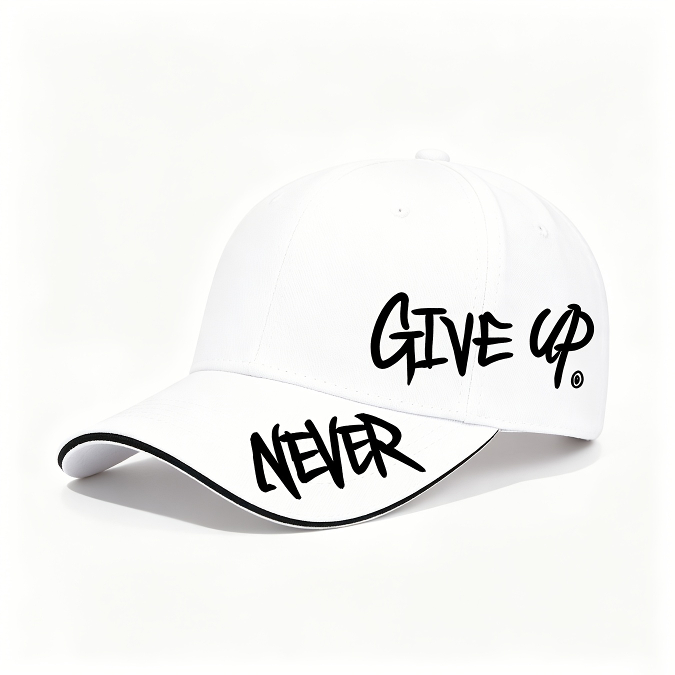 TEMU ' Never Give Up Printed Adjustable Baseball Cap - Premium Lightweight Dad Hat With Motivational Slogan, Unisex Trucker Cap Suitable For Outdoor