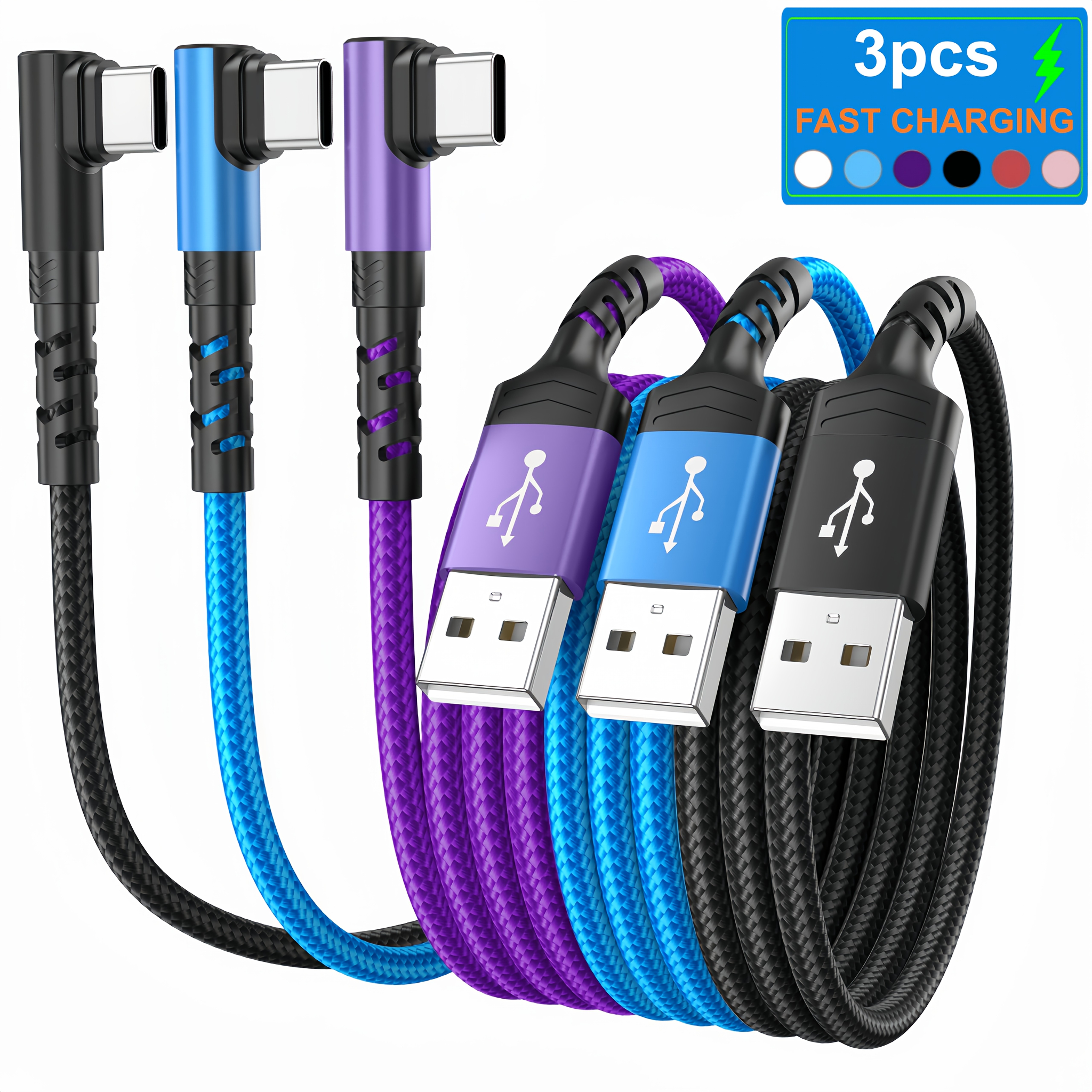 Three-Pack Right-Angle USB-C Cables
