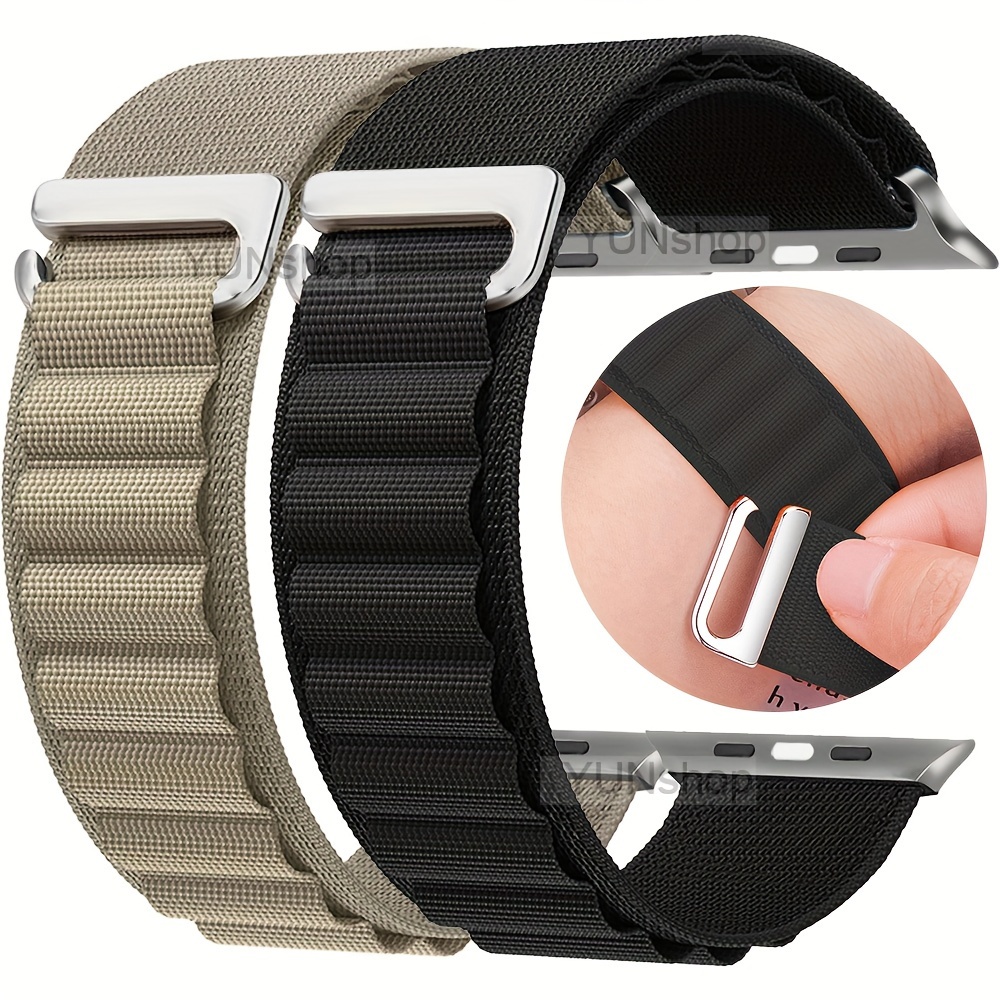 

Nylon Loop Sports Bracelet Watchband Compatible With Iwatch Ultra 2, Series 9/8/7/6/5/4/3/2/1 & Se - Fits 49mm, 45mm, 44mm, 42mm, 40mm, 38mm Models - Durable C-hook Clasp, No Battery Required