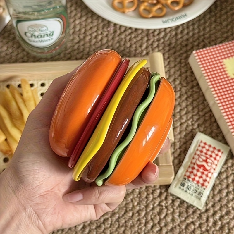 6 layer stackable hamburger shaped mini plates colorful plastic durable plates for family dinners parties picnics space saving design easy table decor snack serving trays party serving dishes tableware material Product details 3