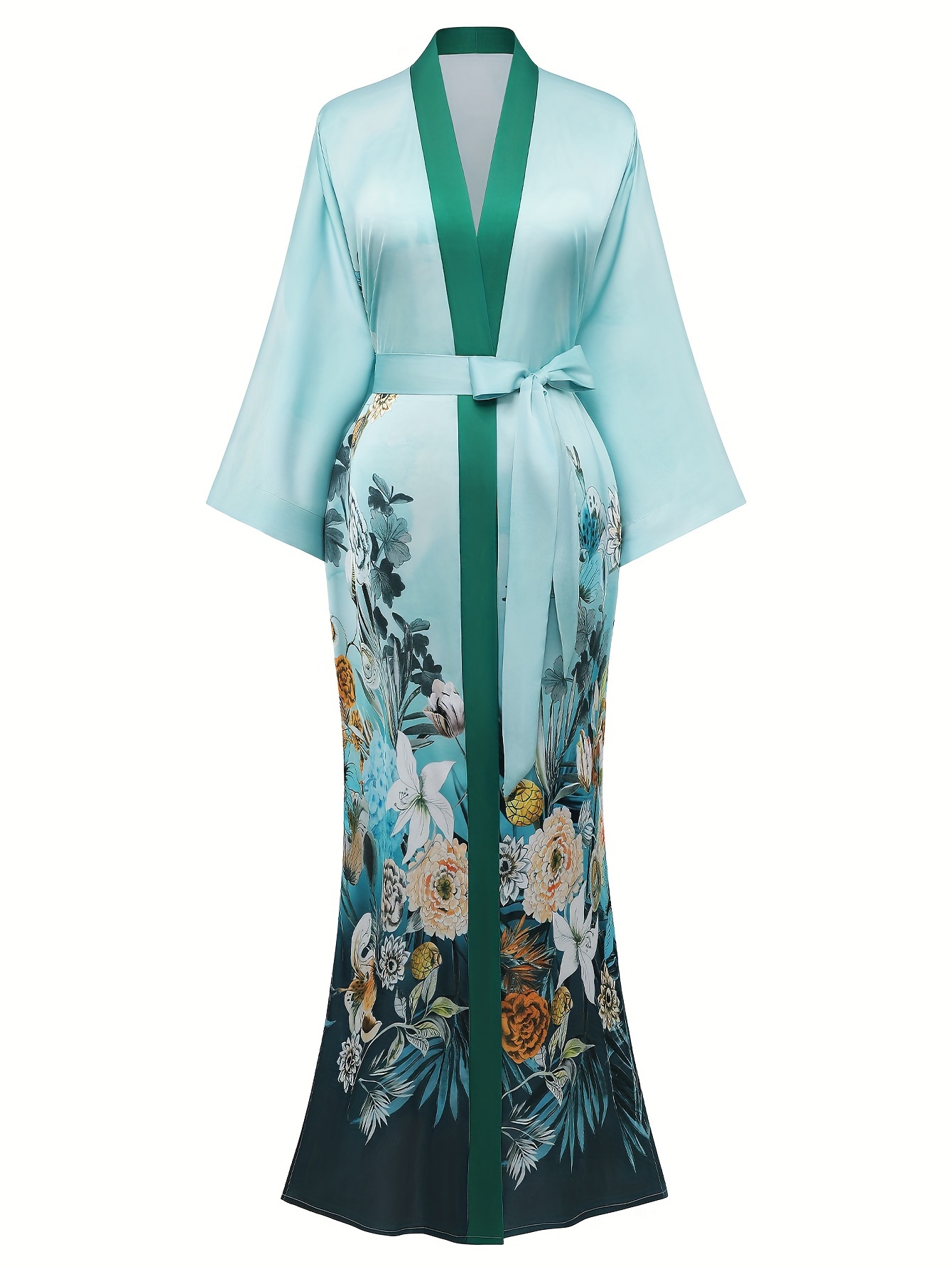 kristen green dress vanderpump rules episode Korina Satin Printed Kimono Empire Waist Maxi Dress – VICI main image 1