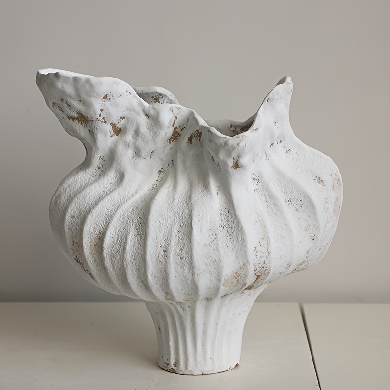 Large Ceramic Rustic Vase, 13.39 Inches (Approx. 34cm) Minimalist Farmhouse Decorative Vase – Perfect for Home Décor, Living Room, Shelf Display, Entertainment, and Wedding Table Centerpiece