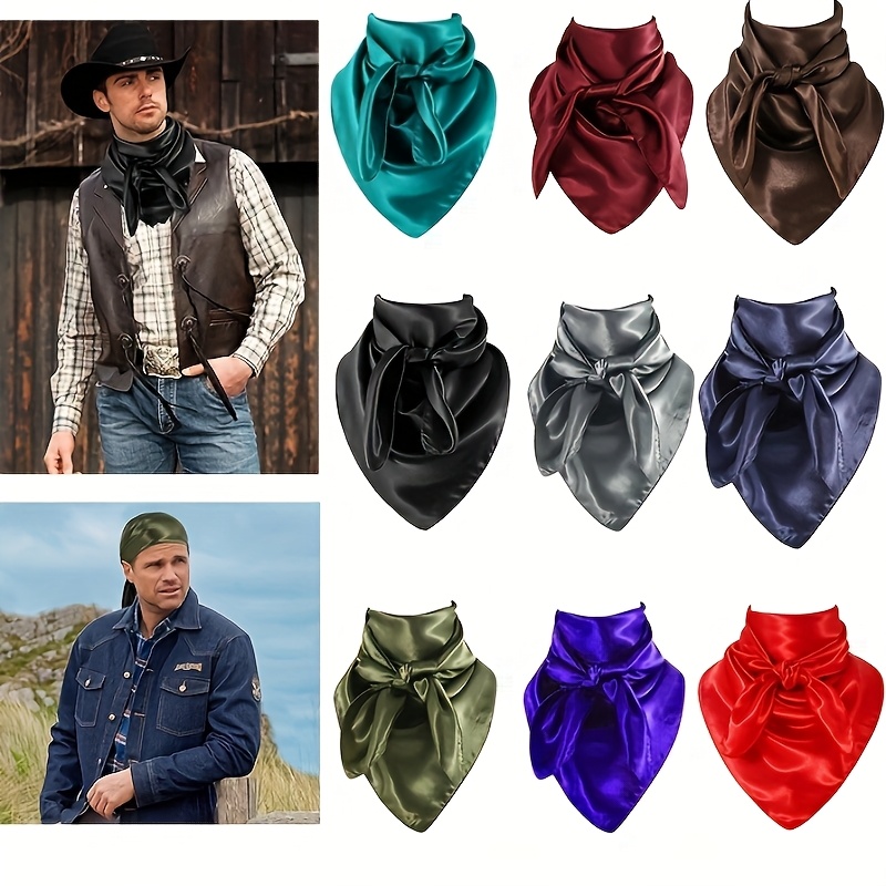 

35" Solid Color Bandana - Chic Polyester Cowboy Scarf For , Ideal For Layering & Head Wraps In Teal, Burgundy, Black & More, Bandana Headband