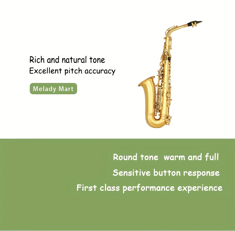 Professional Eb Alto Saxophone, Brass Material, Suitable for Performance and Exam Grading, Full Tone and Stable Intonation. Ideal for Adults, Students, Bands, Teaching, and Performances. Includes Instrument Bag, Gloves, Thumb Pad, 16 Replacement