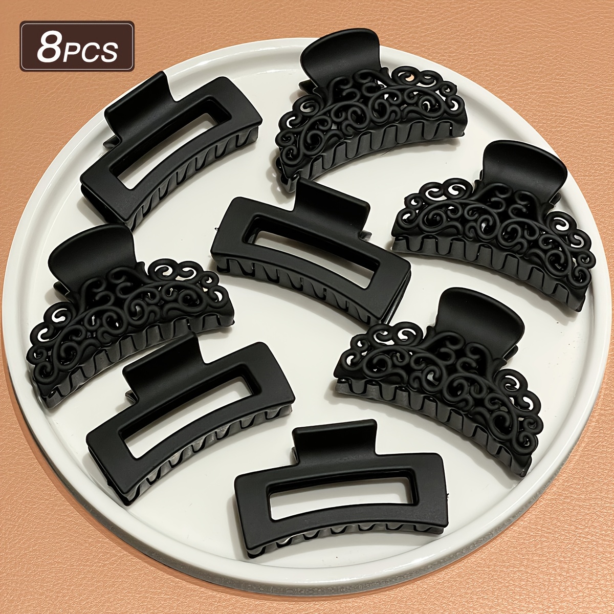 TEMU 8 pezzi di fermagli per capelli da donna, minimalisti, ed eleganti, 2,5 pollici, fermagli per capelli cavi semicircolari e , adatti per met� ,