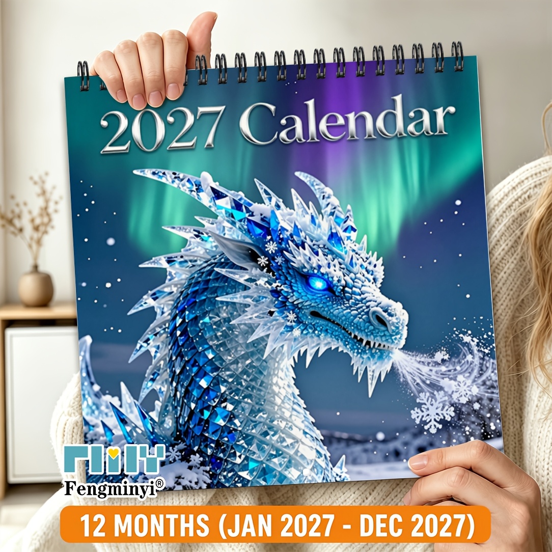 TEMU 1pc Planners, 2027 Wall Calendar 2027 Wall Calendar, 12-month Monthly Planners And Annual Organizer, Dual Wire Spiral Hanging Calendar,