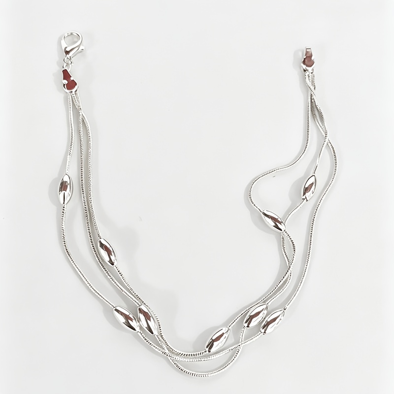 TEMU 1pc Pulsera Espaciador de Cadena Múltiple, Joyería de Cuentas Redondas Multicapa de Lujo , Adecuada para Regalo de Accesorio de Noche de Oficina