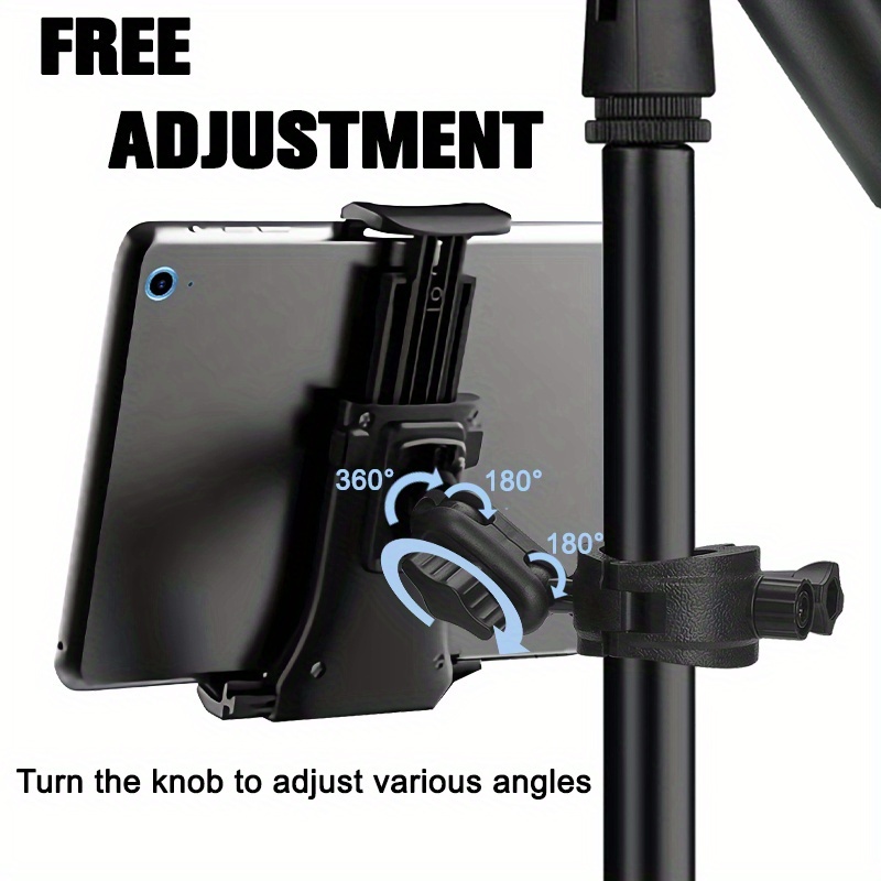 Universal Mobile Phone and Tablet Holder, Suitable for Microphone Holder, Railings and Handlebars, Microphone Music Stand Truck Handlebar Holder, Adjustable Mobile Phone and Tablet Holder, Suitable for 4.7 - 14 inch Mobile Phones and Tablets