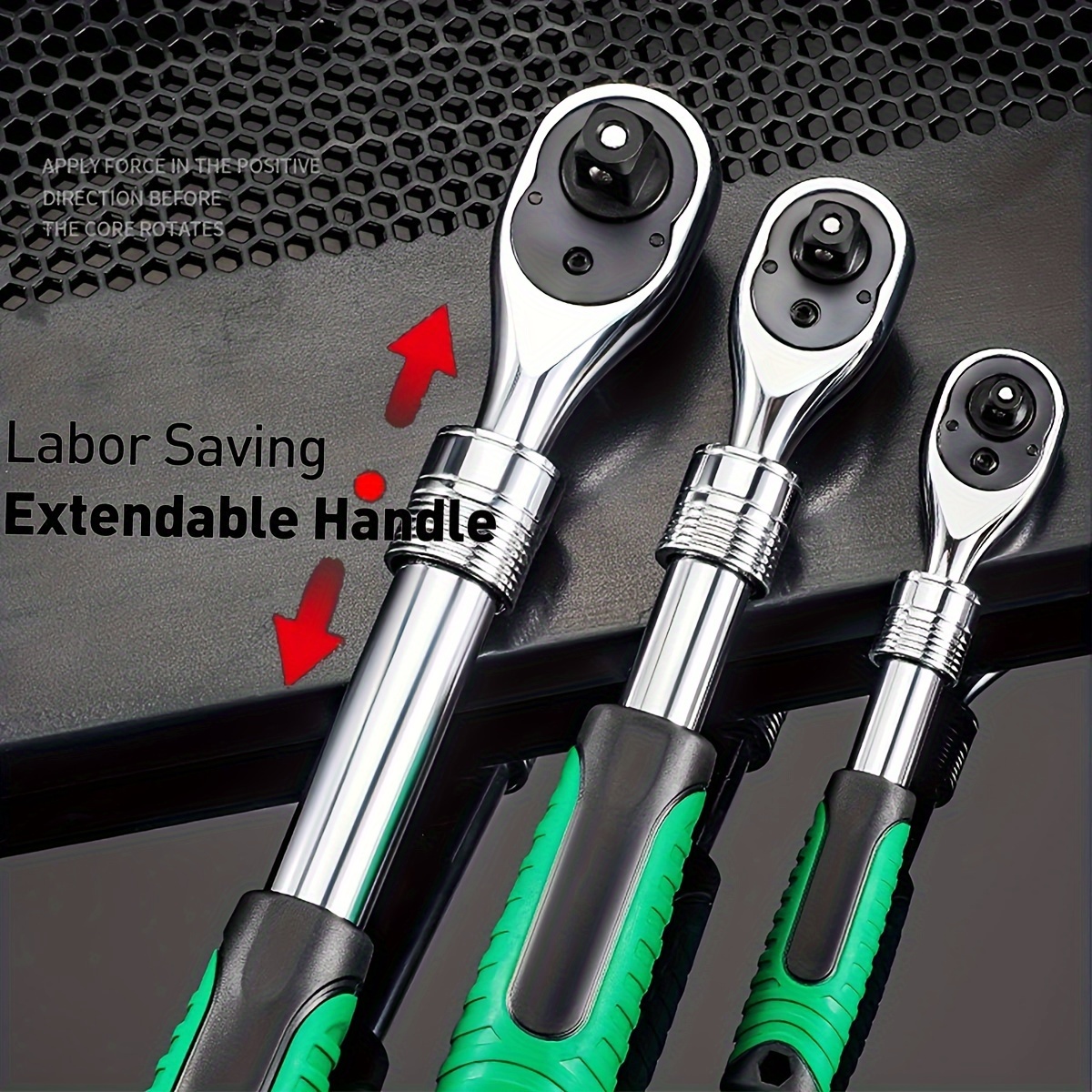 

1pc 1/4in, 3/8in, 1/2in Drive Socket Ratchet Set, Extendable Handle Wrench Quick-release Reversible Gear Torque Spanner Mechanical Tools, Ratchet Handle Wrench 72-tooth Quick-release Reversible