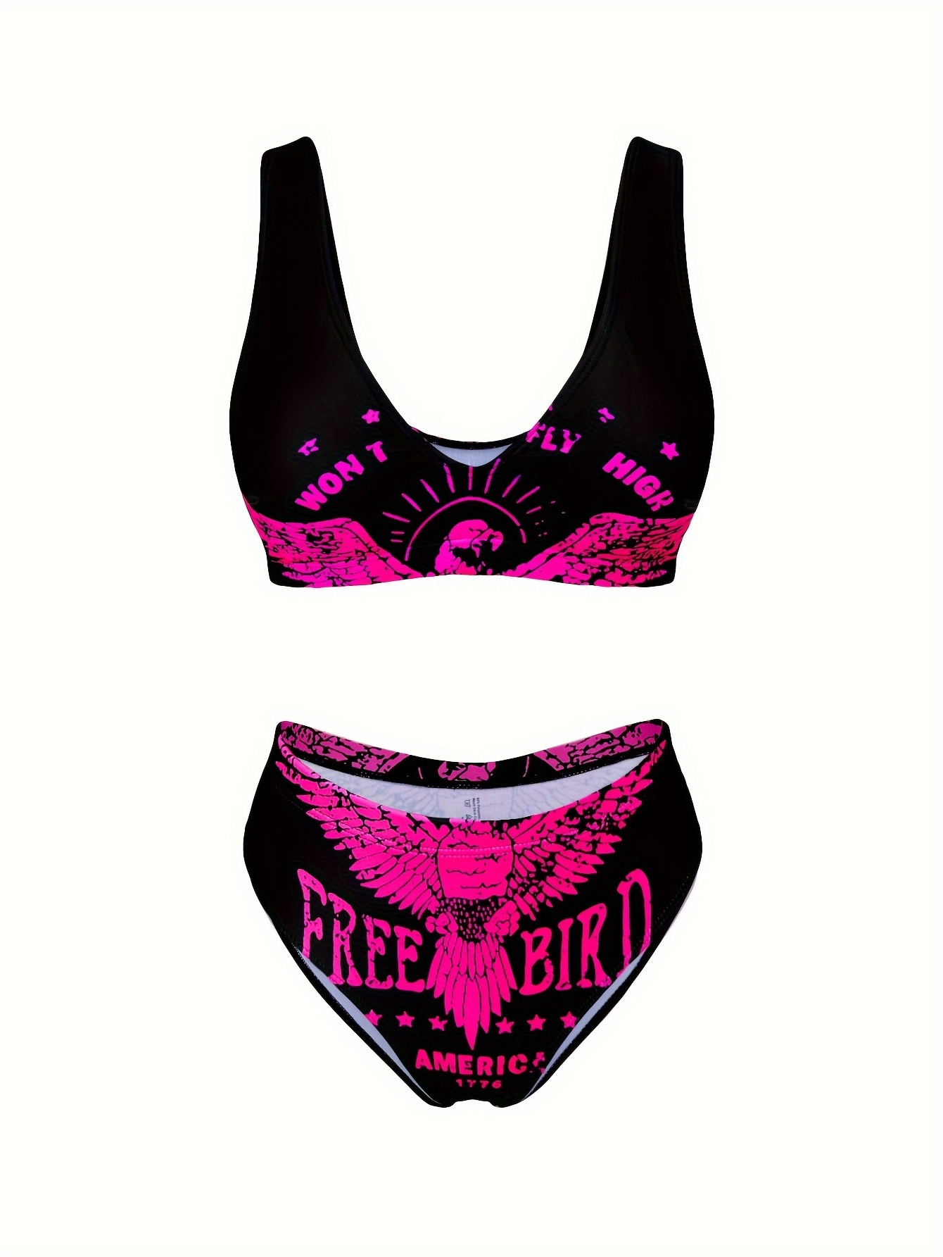 Factory Supply Fashionable Split Swimwear Women's Letter Print Two-Piece Bikini Beach Swimsuit