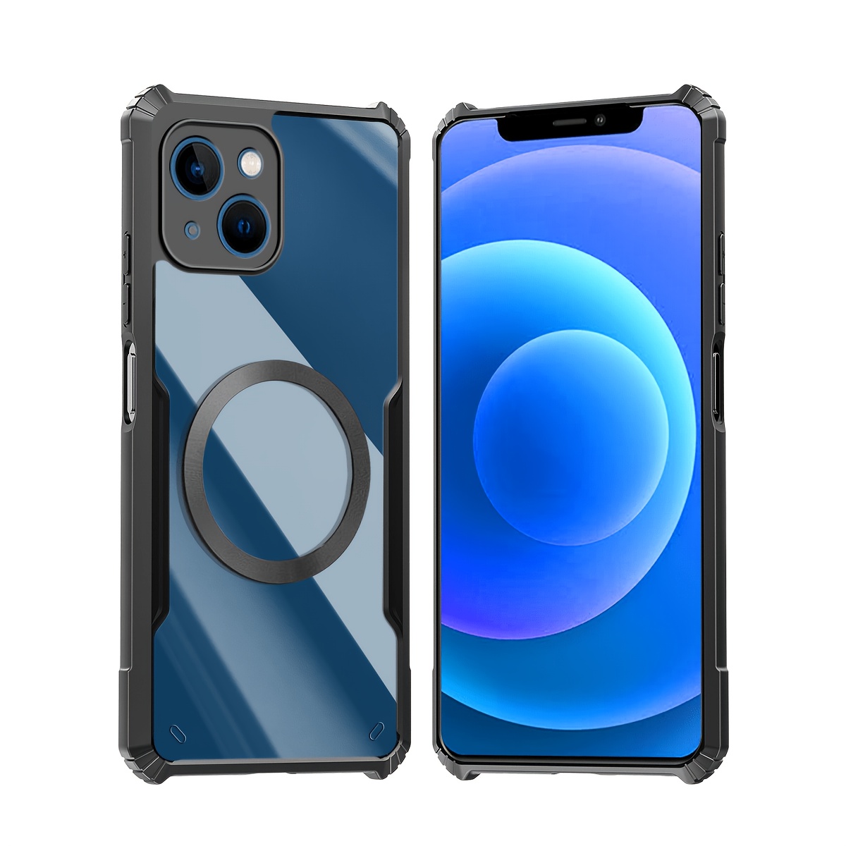 TEMU Phone Case: Compatible With Iphone 13 Mini Phone Case Magnetic Casing Shockproof Soft Cover Acrylic Transparent Back Camera Protection Shell