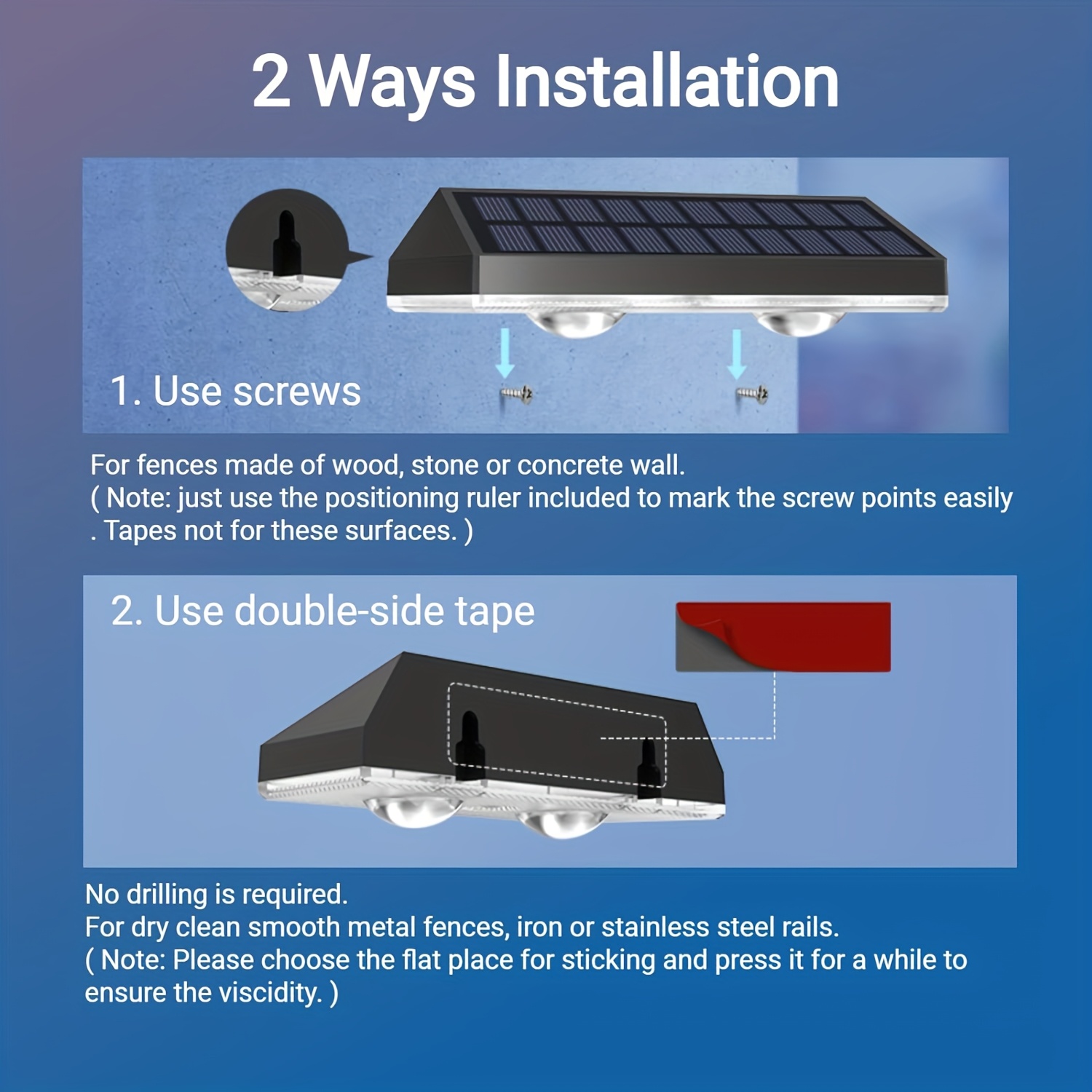 outdoor solar fence lights 4 pack warm   white rgb 7 color solar wall lights solar deck lights for railings walls deck fence porch lights lights street lights patio house and garage Product details 3