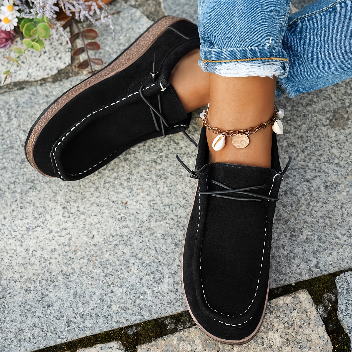 women s lightweight slip-on sneakers - slip-resistant rubber sole,   walking shoes  /black/gray/, cushioned insole & arch support - everyday casual shoes for women, ladies sneakers, round toe design, fabric upper Product details 8