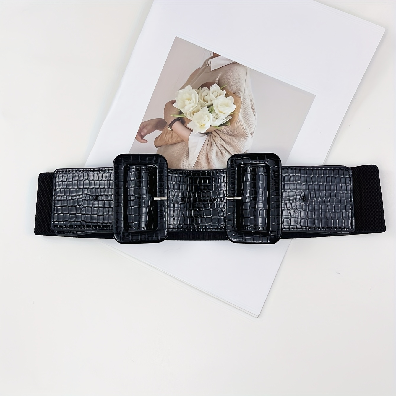 Ceinture Femme En Cuir Crocodile - Marron - Occasion Très Bon état - Style Classique