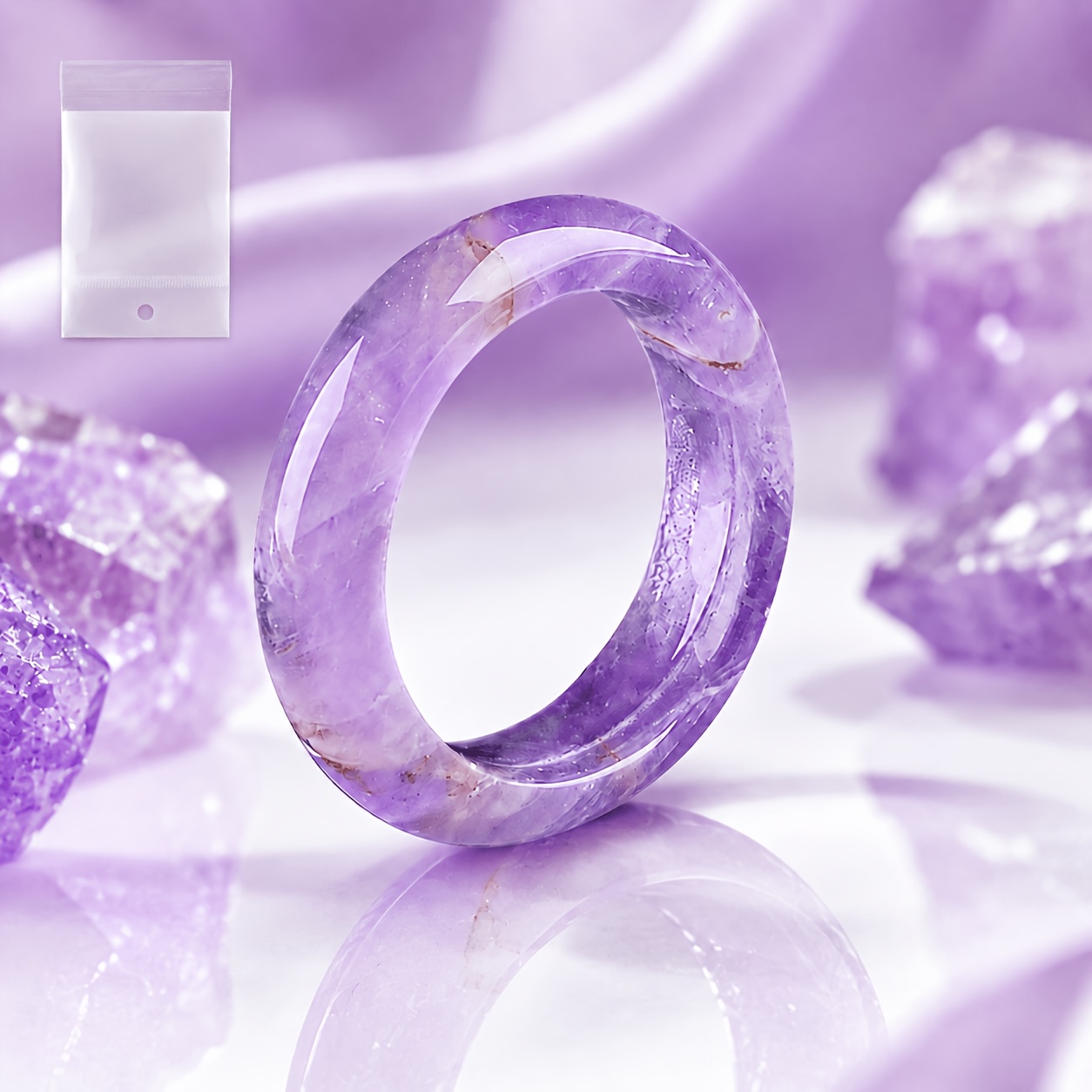 TEMU 1pc Deep Amethyst Ring, Women's Fashion Wide Band Ring, For Gifting, Birthday Present, Valentine's Day Gift, Christmas Gift, Easter Gift