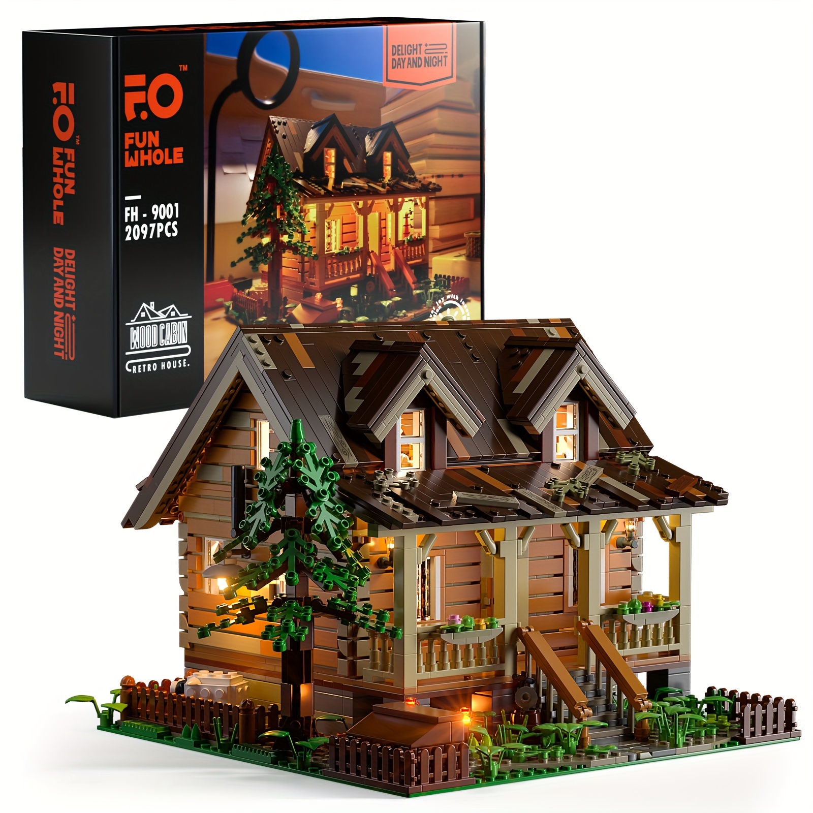 

Funwhole Wood- Building Set Led Lights - Building Set 2097 Pcs For Teen And Adults Led Kit Halloween Christmas