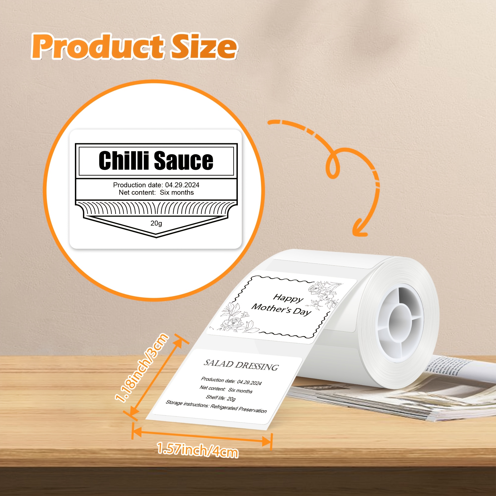 Image of Thermal Label Tape Designed For Pm260 Thermal Printers, In Sizes 50x50mm, 40x30mm, And 50x30mm, In Colors White, Transparent, Blue, Yellow, And Pink. Durable And Ideal For And