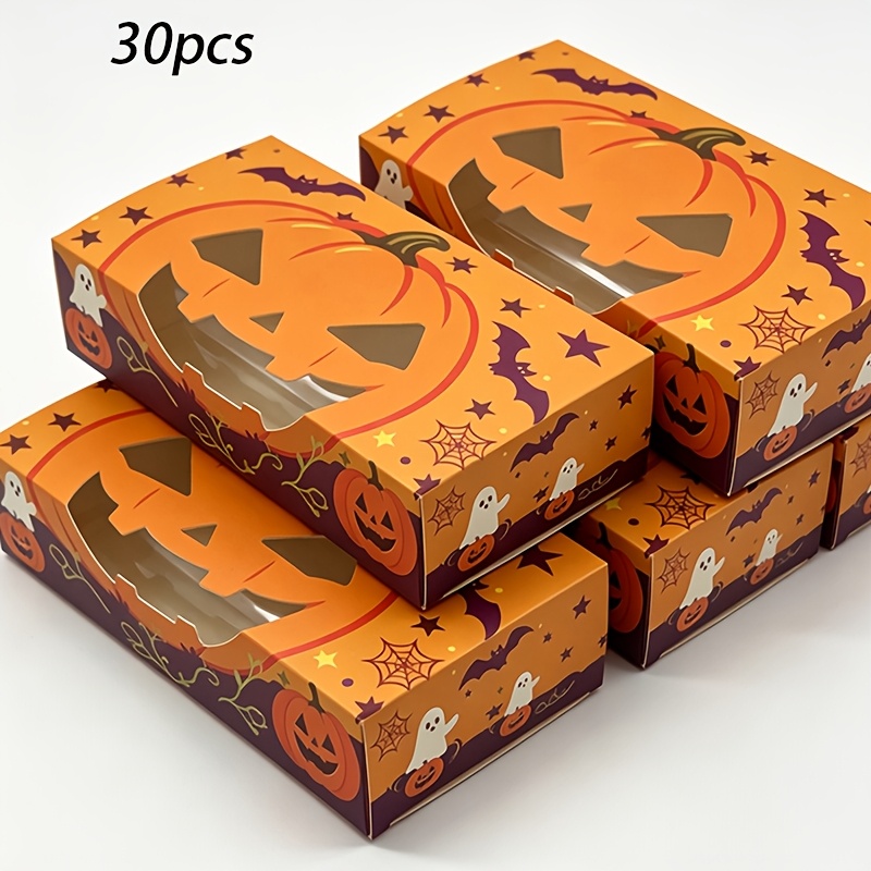 TEMU 10/30 pezzi Scatola Regalo per Halloween Zucca Finestra Scatola Regalo Pipistrello Motivo Decorazione Festival Scatola di Cartone Imballaggio