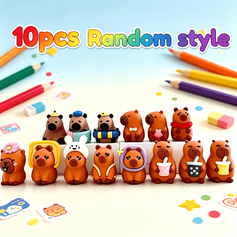 TEMU 10/20 pièces Capuchons de Stylo Capybara pour les Fêtes et Occasions Spéciales - Protège-Crayons sur le Thème du Capybara, Jolie Décoration de