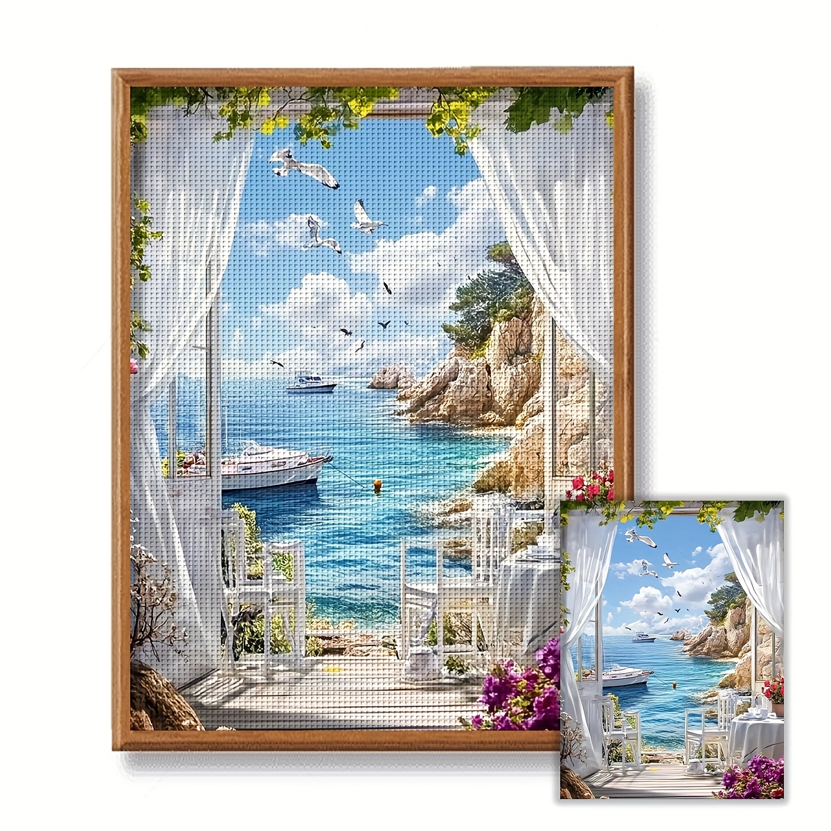 JOZYSH 1 kos brez okvirja 30x40 cm/11,8x15,7 palca 11KT/14KT začetni za križno šivanje, Lep pogled na , Sproščujoči DIY vezeninski za začetnike
