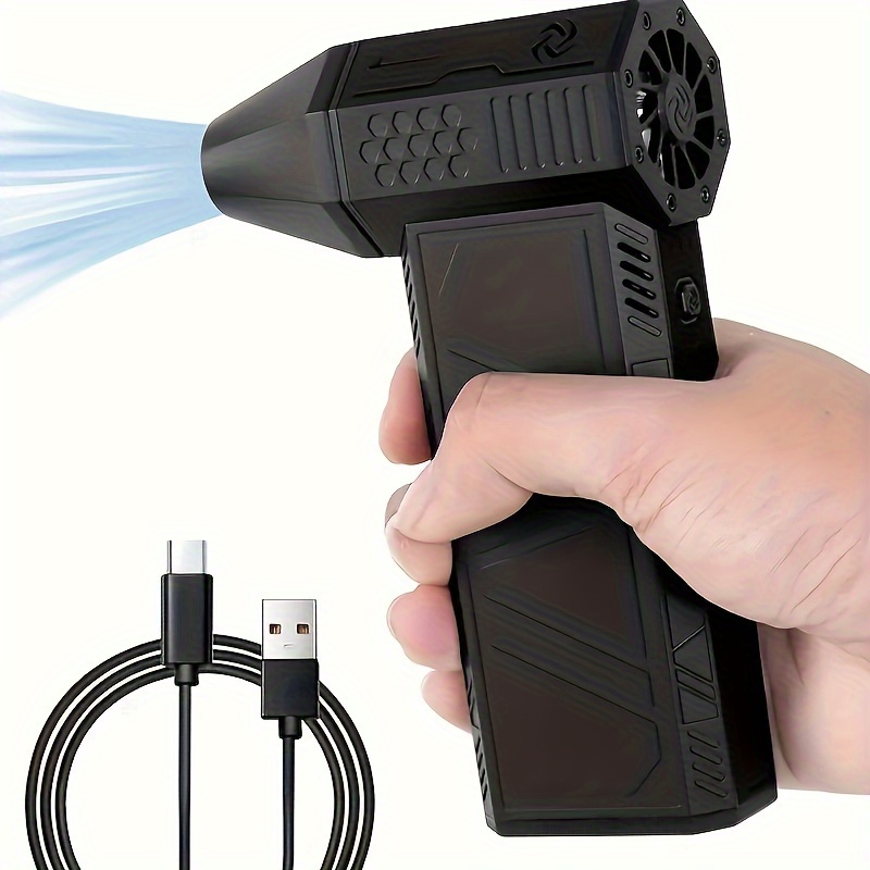 TEMU Compact Handheld Electric Air Duster, Usb Rechargeable 18650 Series Lithium Battery, Portable Blower Fan With Strong Magnetic Cover For Outdoor Activities, Camping, And Travel