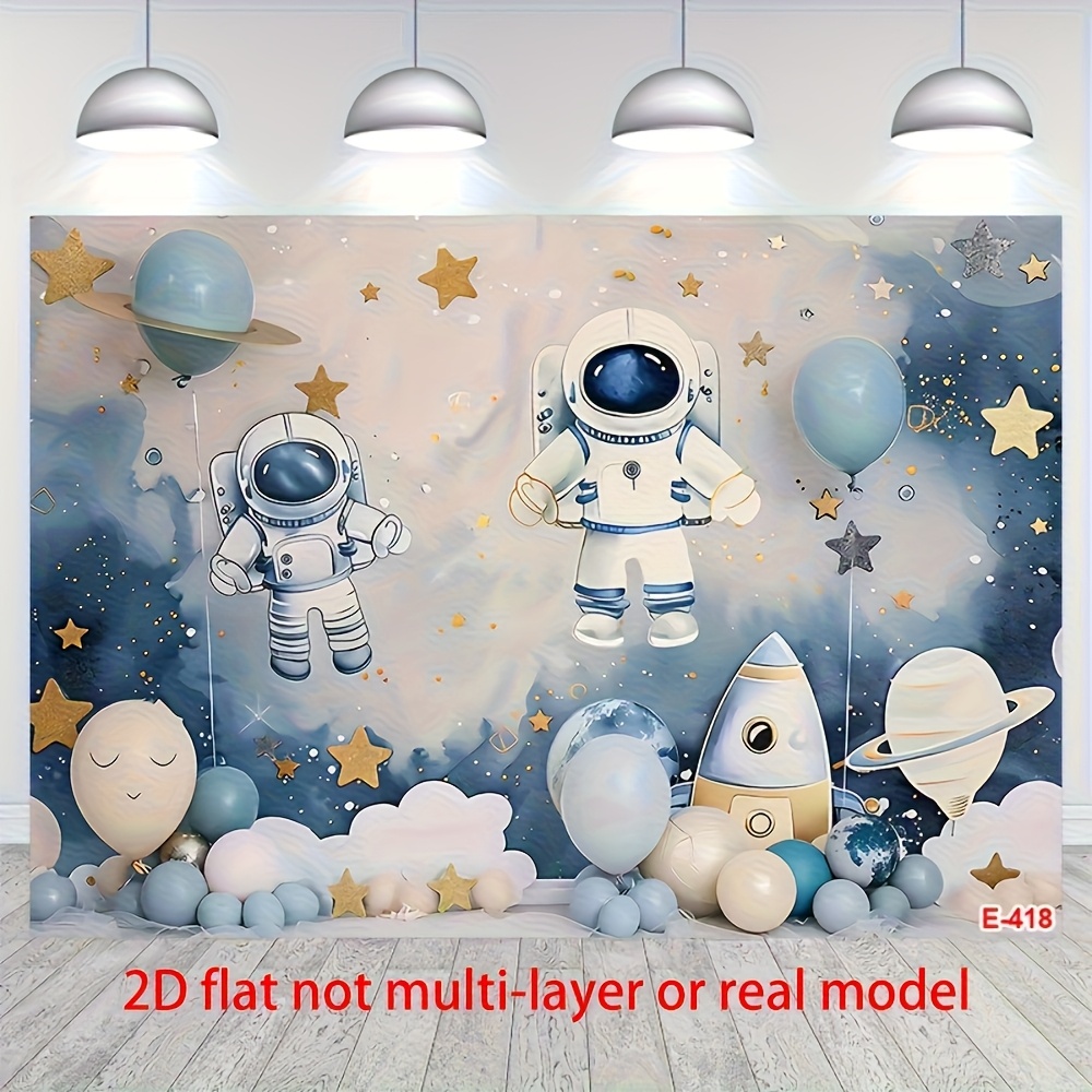 TEMU Bannière 2D Plate - 2D Plate - 2D Plate - 1pc, Bannière 2D Plate avec un décor décoratif, présentant une galaxie avec des planètes et un thème