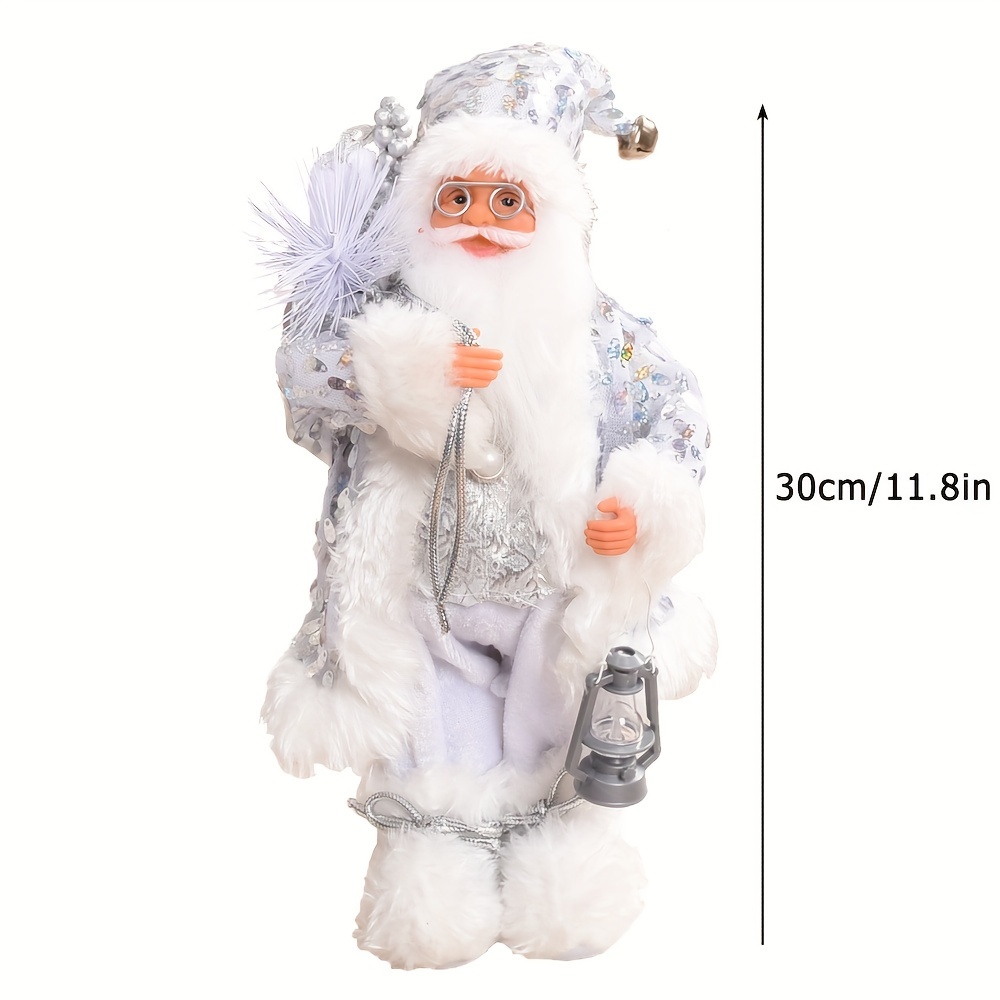1pc 30/45cm Silvery Sequined Santa Claus Christmas Decor, Christmas Tree Ornament Props, Window And Fireplace Decorative Items, New Year Gift