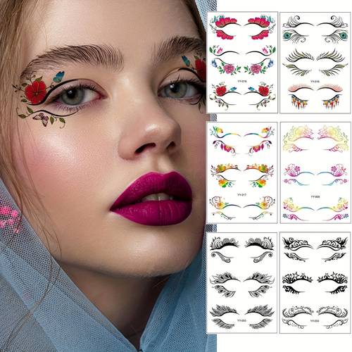 30 pairs temporary eye tattoo stickers colorful eyeliner stickers women and girls makeup stickers tools christmas birthday valentines day wedding carnival festival face decoration 10 sheets