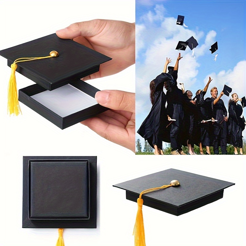 

1pc, Black Graduate With Golden Tassel For Graduation Gifts Diy Jewelry Cards Box Class Graduation Party Decorations