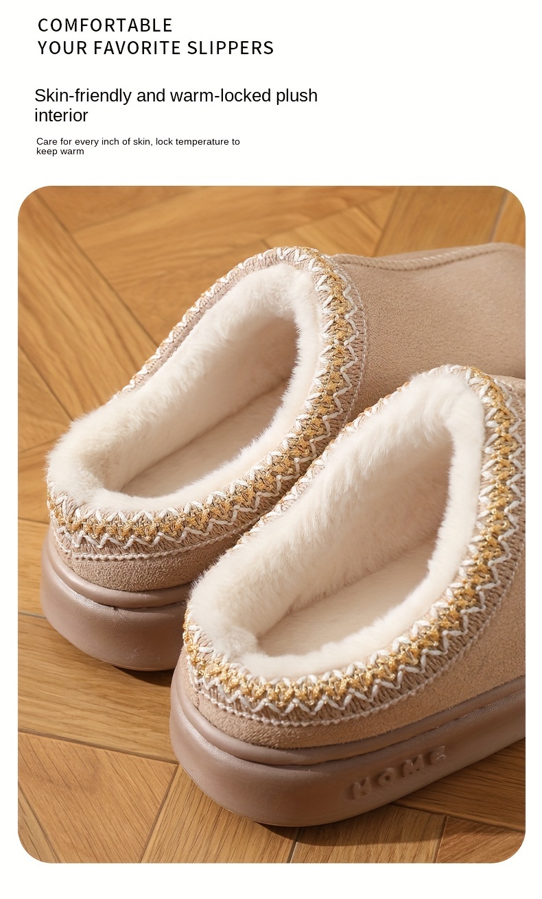 winter lace fashion cotton slippers for men and women casual couples indoor and outdoor   shoes cold and comfortable shoes bread shoes details 8