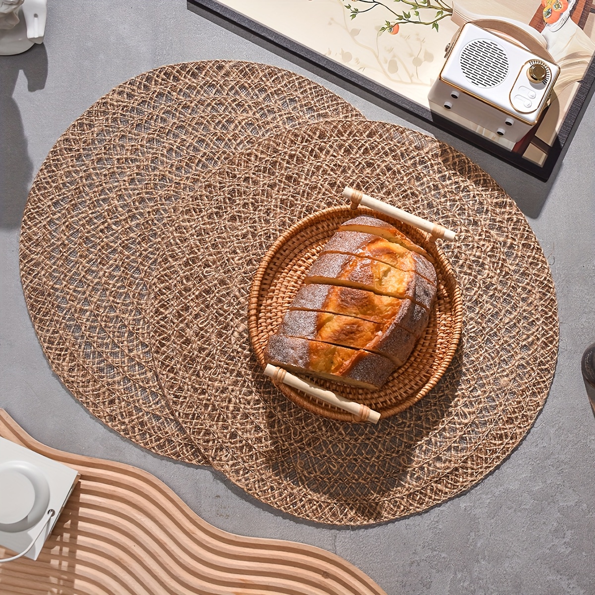 TEMU 2/8/10pcs Jute Placemats, Woven Jute Table Mats. To Store, Ideal For Family Gatherings, Meetings, Wedding Banquets And Parties