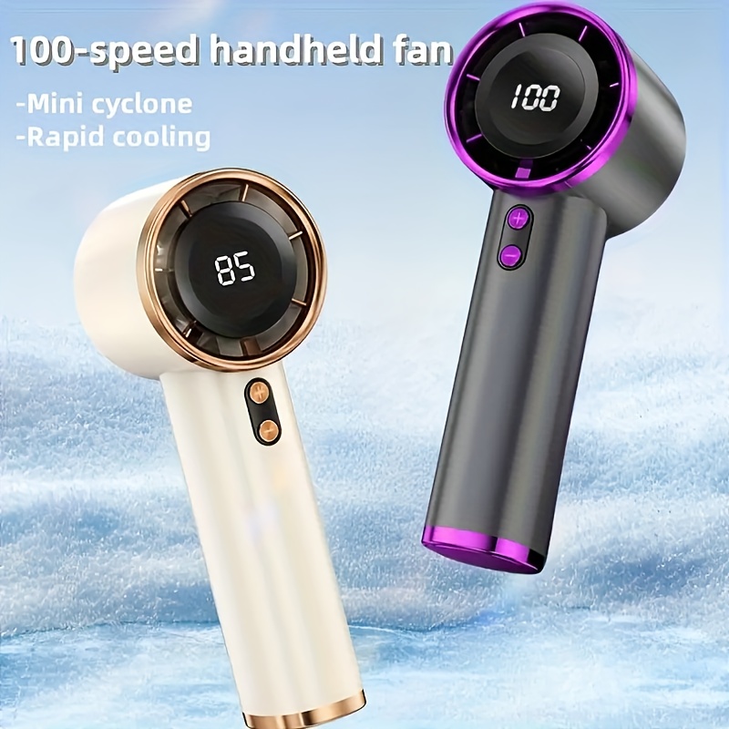 Portable Turbo Handheld Fan - 5 Speed USB Rechargeable With 4500mAh Battery