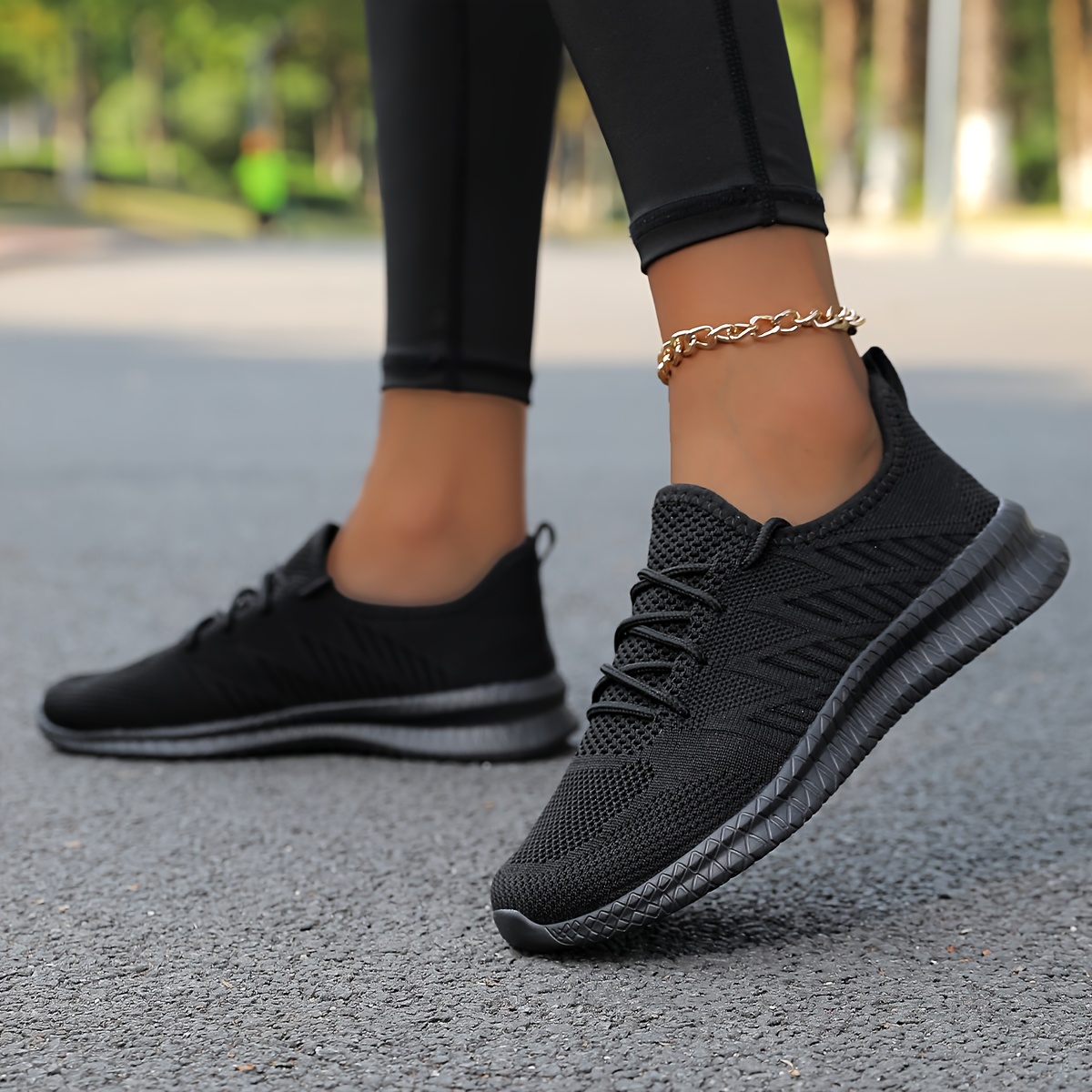 Image of Women's Breathable Woven Sports Shoes, Casual Lace-up Outdoor Shoes, Lightweight Low-top Running Shoes, Women Shoes, Sneakers Elegant Women Shoes Shoes