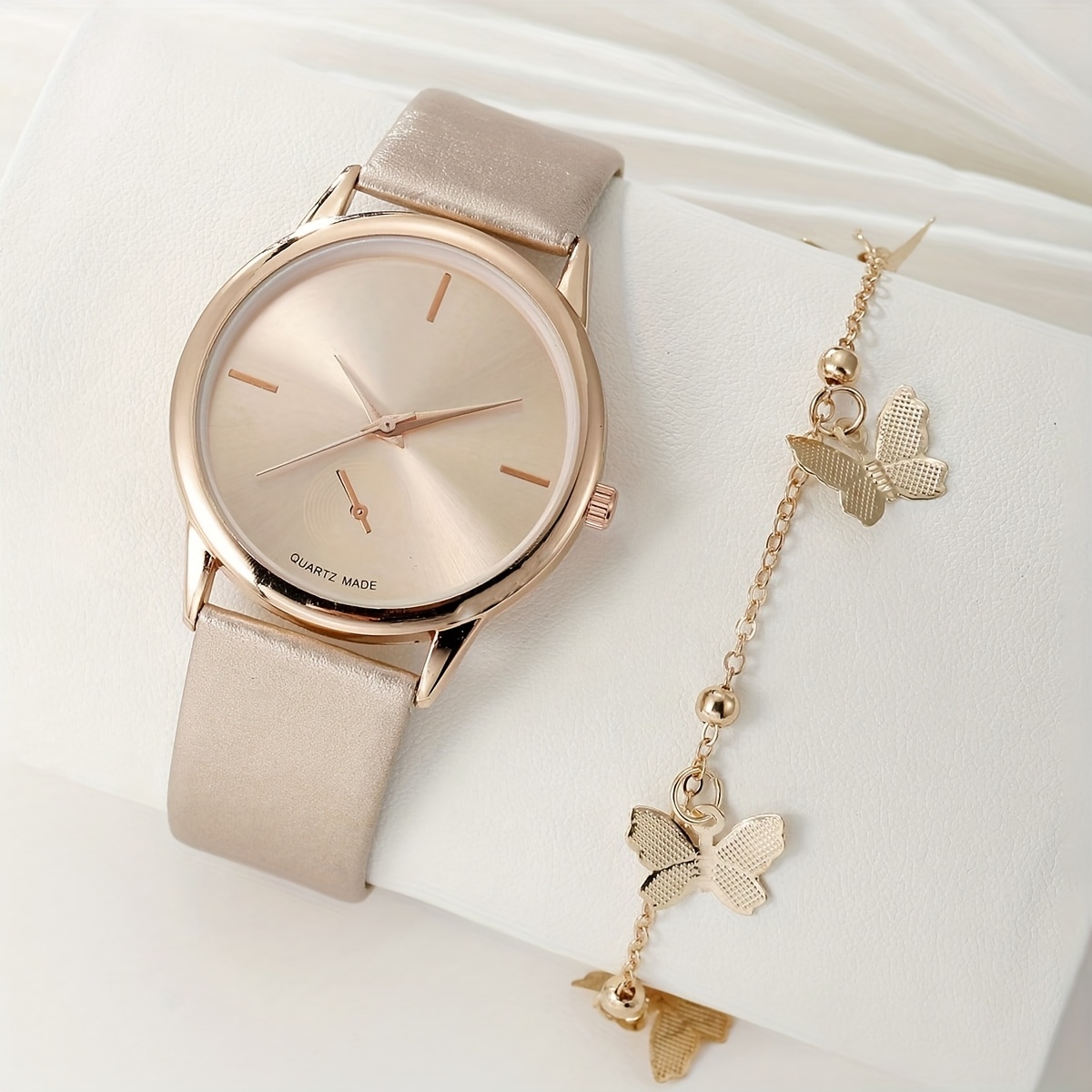 2pcs Fashionable Elegant Light Luxury Exquisite Women'S Watch And Trendy Bracelet, Ideal Heartfelt Holiday Gift for Valentine'S Day/Christmas/Anniversary/Birthday