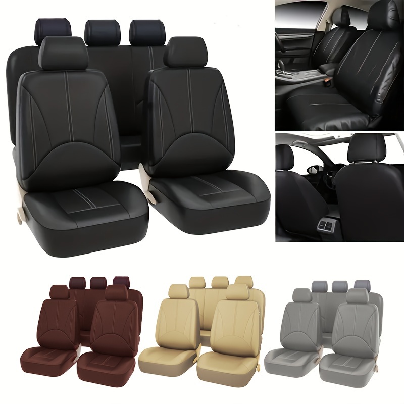 

All-season Pu Leather Car Seat Cover Set, 5-for Seat Universal Fit, Breathable With 360-degree Front Seat Coverage, Vehicle Protection Cushion Pad - No Filler