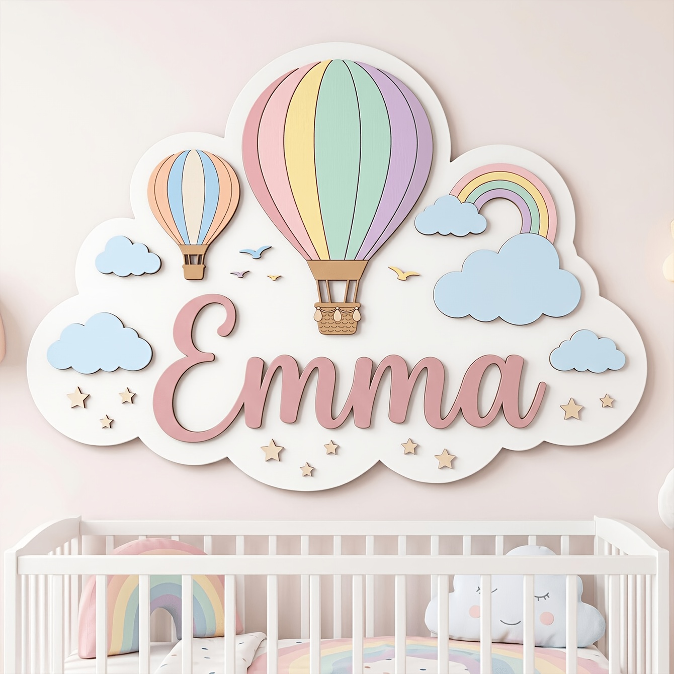 Floral Print Decorative Plaque | Wooden Wall Nameplate