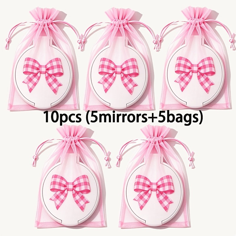 TEMU Mini de poche pliant portable avec décoration de ruban, rond de poche pour fêtes, cadeaux, voyage, coiffure, maquillage