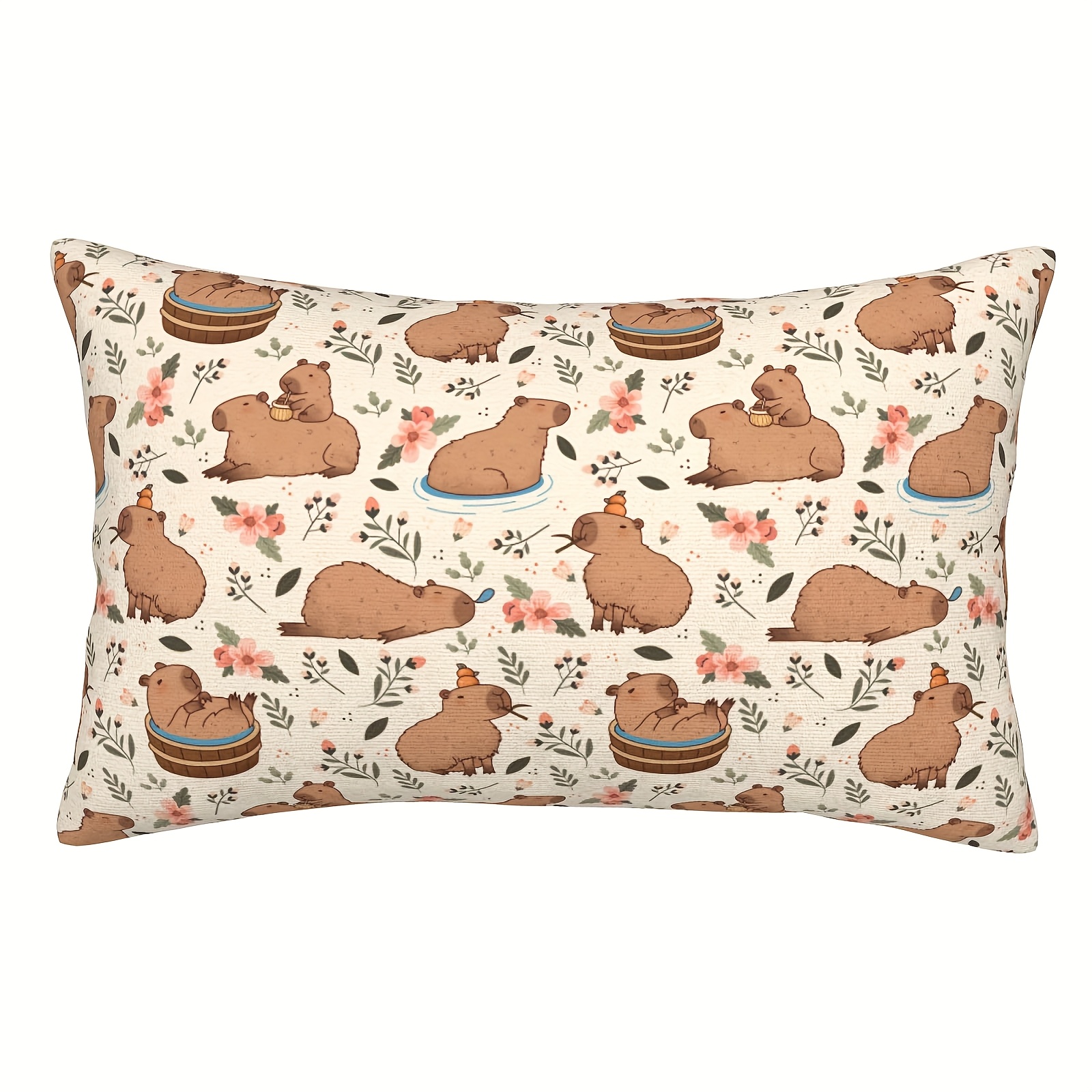TEMU 1pc Capybaras Pillow Cases Pillow Covers Pillow Protector Standard Queen Size, Soft (single Side, No Pillow Core)