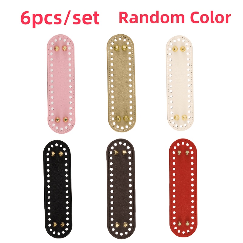 TEMU 6 piezas de fondos para bolsos, fondos de cuero PU de 18*5 cm, colores aleatorios, fondos para bolsos tejidos a DIY, kit de material de cuero PU