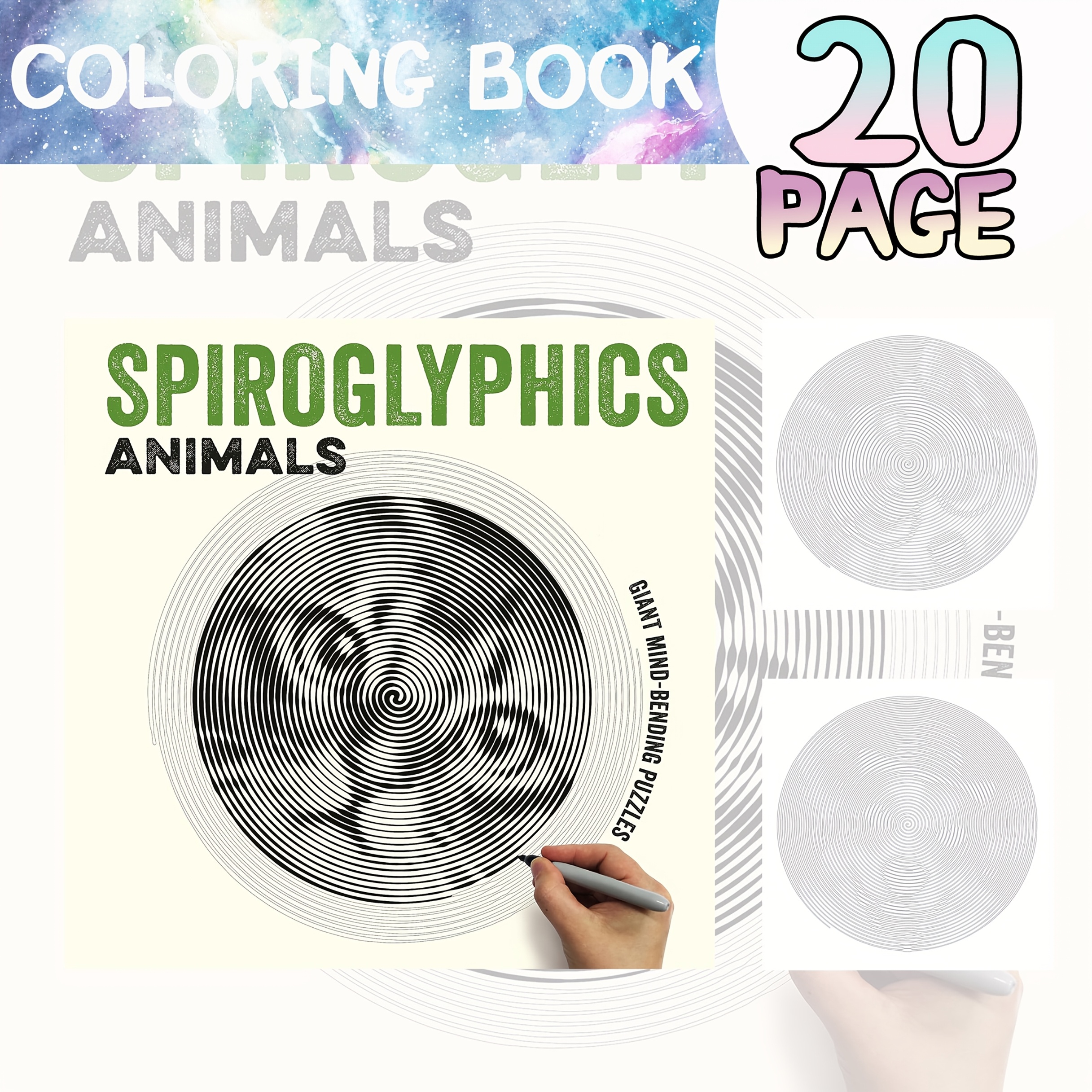 Image of 1pc 3d Magic Coloring Book For Adults: Monochrome Art Activity With 3d Stereoscopic Effect - And More Animal Patterns - Mindfulness Relaxation Coloring Pages (markers Not Included)