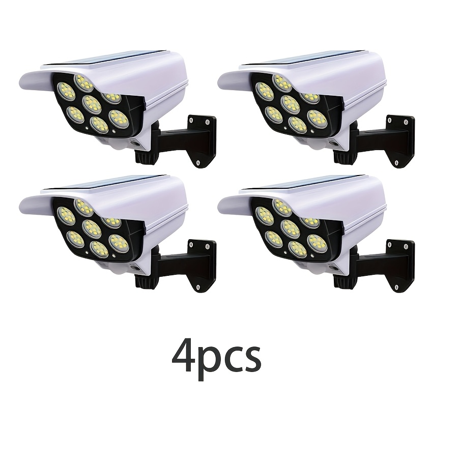 TEMU 4pcs Upgraded White Solar Camera Lights, Garden Ip44 Outdoor Safety Lights, Built-in Remote Control, Sturdy And Durable, No Power Consumption,