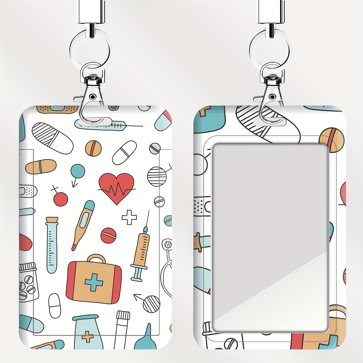 TEMU 2d A Card Holder Series For Doctors And Nurses, Suitable For Bus Cards And Student Id Cards, Complete With A Wrist Strap