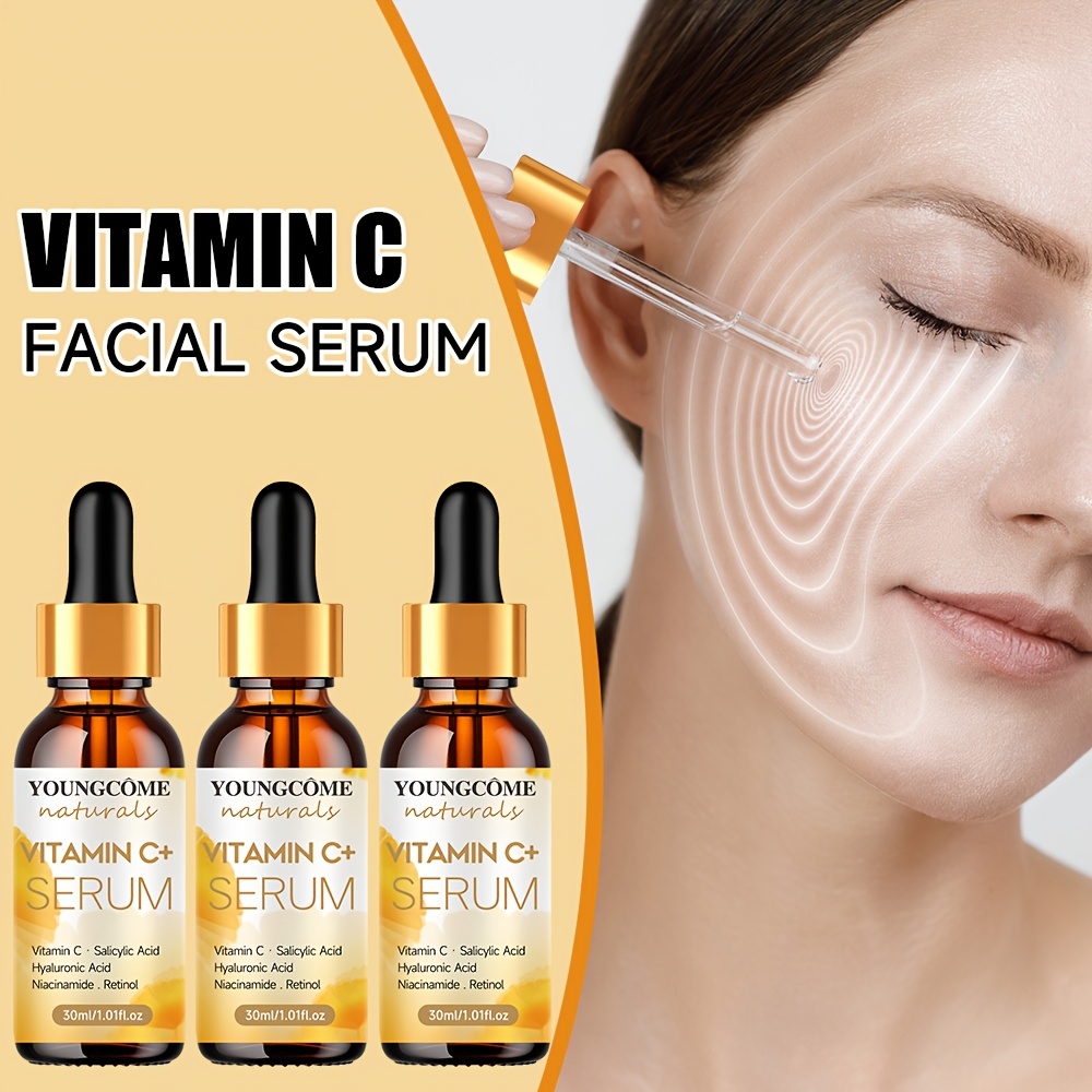 Image of Youngcome 3pcs Facial With Vitamin C, Hyaluronic Acid, And Retinol. Improves Elasticity, Dry Skin, And Enhances Skin Texture. - 30ml+30ml+30ml / 60ml+60ml+60ml