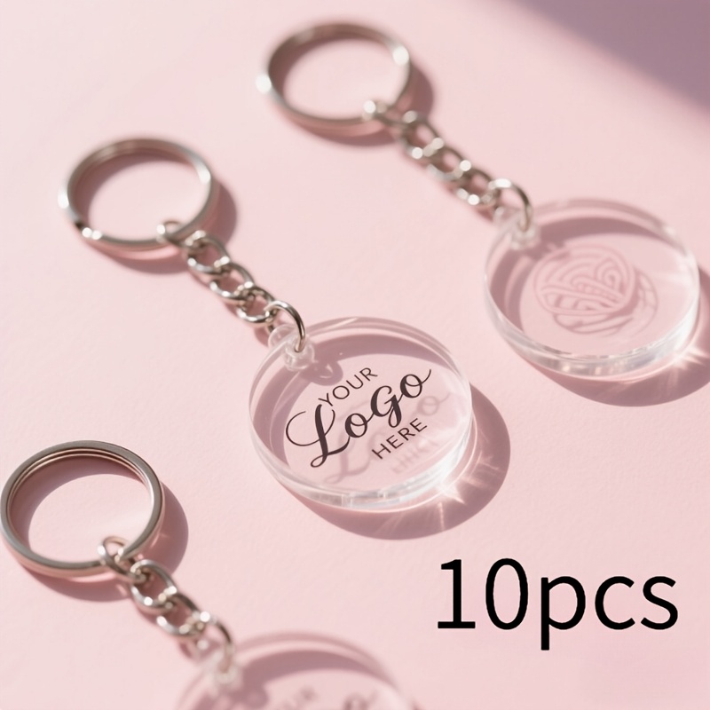 TEMU [2d Flat] [2d Flat] 10pcs, 50pcs, Custom Photo Acrylic Keychains. Christmas 1.97 Inches X 1.97 Inches Cm Personalized Logo Keychains, Men's