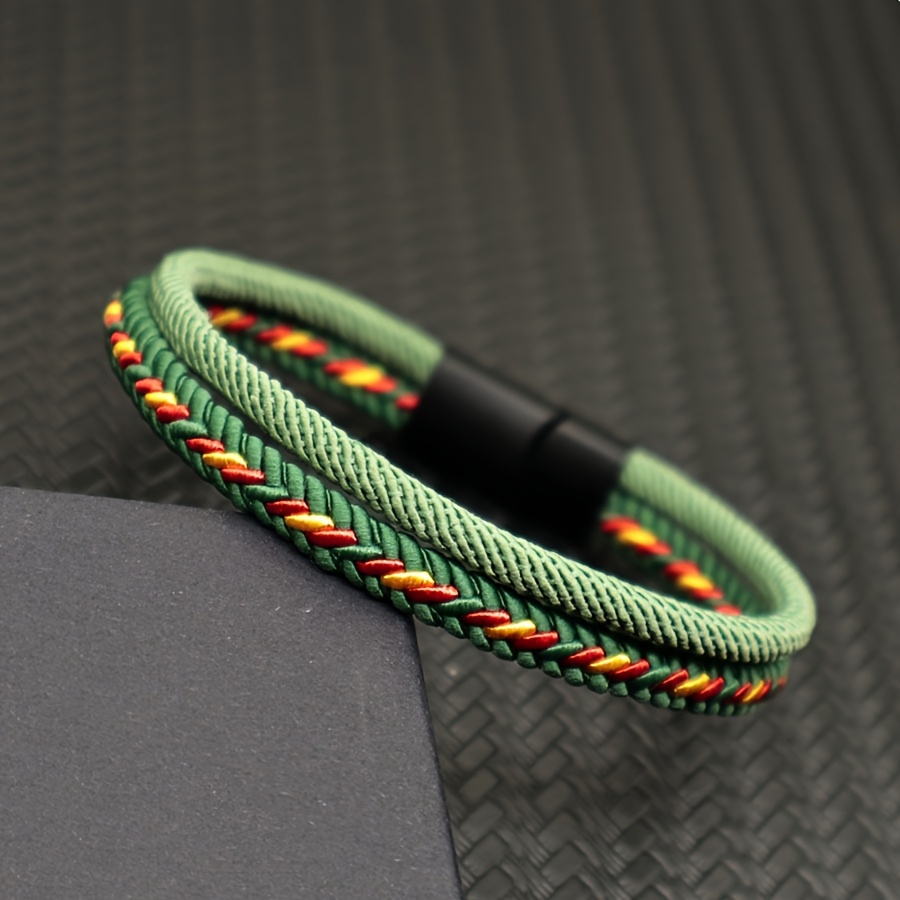 E-shop Mehrfarbiges gewebtes Handseil Stück Magnetverschluss Abnehmbares Armband, Outdoor Sport Nautischer Stil Geschenk für Freunde Freundinnen
